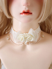 Sweet Lolita Accessoires Ecru White Pearls Rose Choker Divers