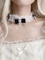 Sweet Lolita Accessoires Nœuds rouges Tour de cou en dentelle Fibre de polyester Divers