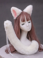 Sweet Lolita Accessories Ensemble de 2 pièces de queue doreilles de chats blancs Tenues daccessoires Lolita