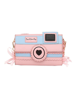 Sweet Lolita Bag Sac à bandoulière en cuir Synthétique en forme dappareil photo rose