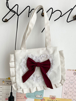 Sweet Lolita Bag White Canvas Polyester Bow Accessoires Lolita Sac à bandoulière Lolita