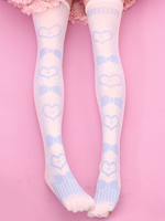 Sweet Lolita bas velours rose clair coeur Bow imprimés chaussettes Lolita Déguisements Halloween
