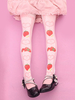 Sweet Lolita bas velours rose fraise Lolita imprimé chaussettes hautes Déguisements Halloween