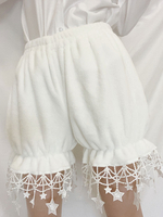 Sweet Lolita Bloomers Fringe Stars Pattern - Short Lolita blanc