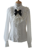 Sweet Lolita Blouse blanche Stand col chemise manches longues Lolita de mousseline de soie Déguisements Halloween