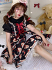 Sweet Lolita Blouses Black Polyester manches courtes Volants Lolita Top Summer Lolita Shirt