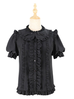 Sweet Lolita Blouses Lolita Top Bows Chemisier à manches courtes Chemise Lolita noire