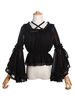 Sweet Lolita Blouses Neverland Lolita Top Blanc manches longues Poms Chemise Lolita à imprimé floral