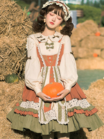 Sweet Lolita Blouses Nœuds Manches Longues Chemise Lolita Abricot Léger Sweet Top