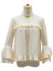 Sweet Lolita Blouses Top Lolita Neverland Plissé Volants Chemisier Manches Longues Chemise Lolita Bicolore Écru Blanc