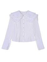Sweet Lolita Blouses Volants Manches Longues Col Claudine Chemise Lolita Blanche