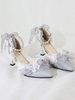 Sweet Lolita bride à la cheville talon motif papillon dentelle papillon perles bout pointu monogramme daim ruban Lolita chaussures