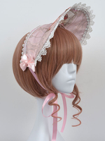 Sweet Lolita Cap peut Maid Pink Bow imprimé dentelle Lolita Bonnet Déguisements Halloween