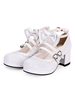 Sweet Lolita Chaussures Bow Frill Strappy Chunky Haut Talon Blanc Chaussures Lolita Déguisements Halloween