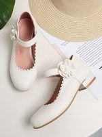 Sweet Lolita Chaussures Fleurs Volants Mary Jane Chaussures Synthétique Cuir Puppy Heel Lolita Pompes Déguisements Halloween