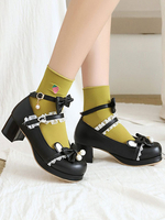 Sweet Lolita Chaussures Noir Bowknot PU Cuir Daily Casual Lolita Chaussures
