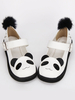 Sweet Lolita Chaussures noir chaussures Mary Jane Lolita Panda blanc avec boule de fourrure noire Déguisements Halloween