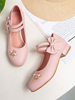 Sweet Lolita Chaussures Pink Bows Bee Bee Synthétique Leather Puppy Heel Lolita Shoes Déguisements Halloween