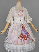 Sweet Lolita Coat contrat à la fin de l’âge blanc en mousseline de soie froissée lacets col v évasé manches Lolita la couverture de l’Ups Déguisements Halloween