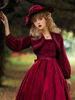 Sweet Lolita Cover-ups Top bordeaux en velours manches longues Lolita Outwears