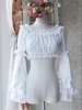 Sweet Lolita de mousseline de soie courte Blouse longue Hime manches manches détachables blanc rose 2 couleurs Déguisements Halloween