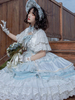 Sweet Lolita Dress 2-Piece Set Baby Blue Polyester Sans Manches Tea Party Dentelle Lolita Jumper Jupes Tenues