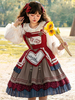 Sweet Lolita Dress Ensemble de 4 pièces Polyester sans manches Bordeaux Casual Lolita Pull Jupe Outfit
