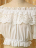 Sweet Lolita en tête blanche en mousseline de soie Bateau manches courtes dentelle volants Lolita hauts Déguisements Halloween