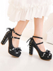 Sweet Lolita Footwear Arcs bout rond à lacets en cuir Synthétique Lolita Pompes