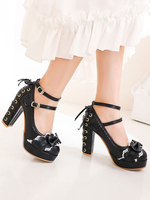 Sweet Lolita Footwear Arcs bout rond à lacets en cuir Synthétique Lolita Pompes