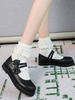 Sweet Lolita Footwear Black Ruffles Bows Synthétique Leather Flat Lolita Shoes Déguisements Halloween