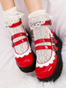 Sweet Lolita Footwear Bout rond en cuir Synthétique Flatform Pompes Lolita
