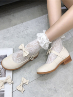 Sweet Lolita Footwear Boutons noirs Bows Chaussures Lolita Déguisements Halloween