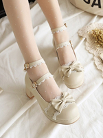 Sweet Lolita Footwear Bows Lace Synthétique Cuir Chunky Heel Lolita Pumps Déguisements Halloween