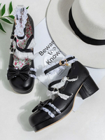 Sweet Lolita Footwear Bows Ruffles Synthétique Leather Chunky Heel Lolita Pumps Déguisements Halloween