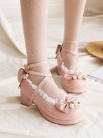 Sweet Lolita Footwear Bows Ruffles Synthétique Leather Chunky Heel Lolita Pumps Déguisements Halloween
