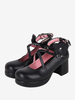 Sweet Lolita Footwear Chaussures Lolita en cuir PU à bout rond et nœud noir