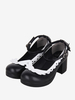 Sweet Lolita Footwear Escarpins Lolita à talons épais en cuir PU avec nœuds blancs