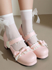 Sweet Lolita Footwear Escarpins Lolita à talons épais en cuir PU avec nœuds noirs