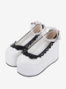 Sweet Lolita Footwear Escarpins Lolita en cuir PU à bout rond et papillon bicolore blanc