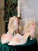Sweet Lolita Footwear Fleurs blanches Chaînes Volants PU Cuir Talon aiguille Escarpins Lolita