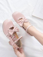 Sweet Lolita Footwear Pink Bows Escarpins en cuir Synthétique à gros talons Lolita Déguisements Halloween