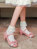 Sweet Lolita Footwear Pink Ruffles Bows Round Toe Suede Nap Lolita Shoes Déguisements Halloween