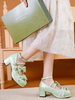 Sweet Lolita Footwear vert clair arcs bout rond en cuir PU pompes Lolita