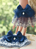 Sweet Lolita gaine Lace Trim Deep Blue Satin Bow starlette Decor Lolita accessoires Déguisements Halloween