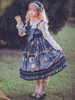 Sweet Lolita JSK Dress Navy Polyester Bowknot Sans Manches Lolita Pull Jupes
