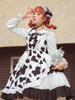 Sweet Lolita JSK Dress Neverland motif de vache blanche sans manches volants Lolita pull jupes