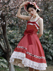 Sweet Lolita JSK Dress Polyester Bows Ruffles Robe sans manches Sweet Red Lolita Jumper Jupe