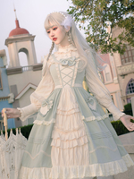 Sweet Lolita JSK Dress Vert Menthe Sans Manches Noeuds À Lacets Jupes Lolita Jumper