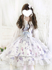 Sweet Lolita JSK Robe Aurelia Imprimé Noeuds Blancs Lolita Pull Jupes Déguisements Halloween